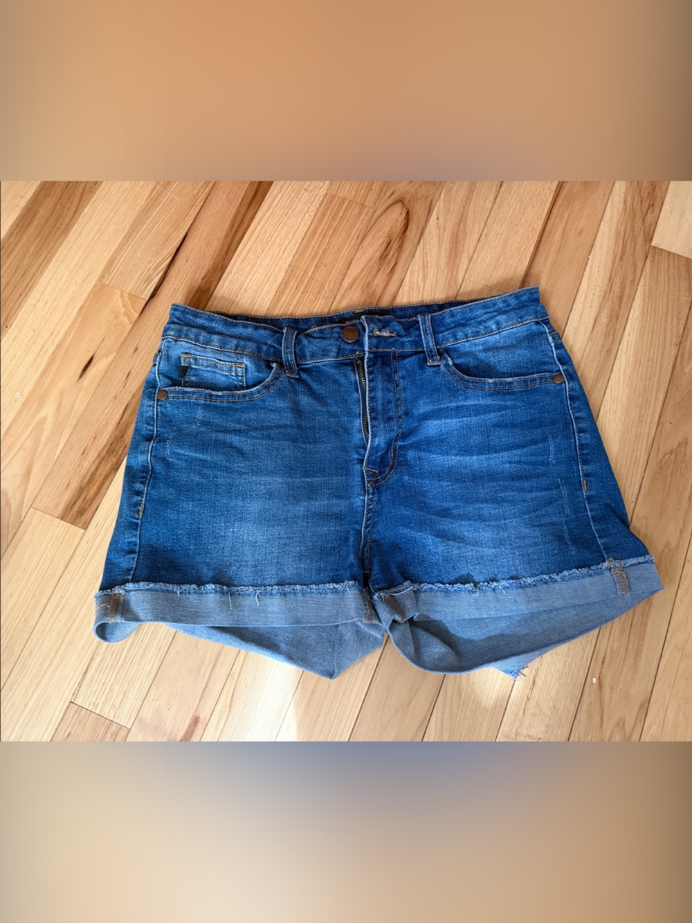 Judy Blue Rolled Hem Dark Blue Denim Shorts